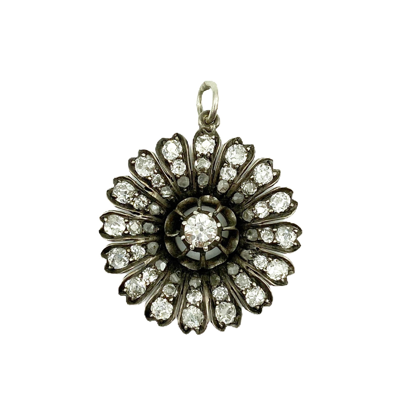 Victorian Gold Diamond Flower Pendant (1 of 4)
