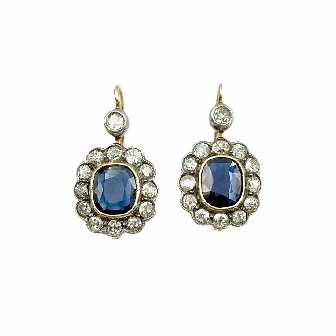 Victorian Gold Diamond Sapphire Earrings (1 of 5)