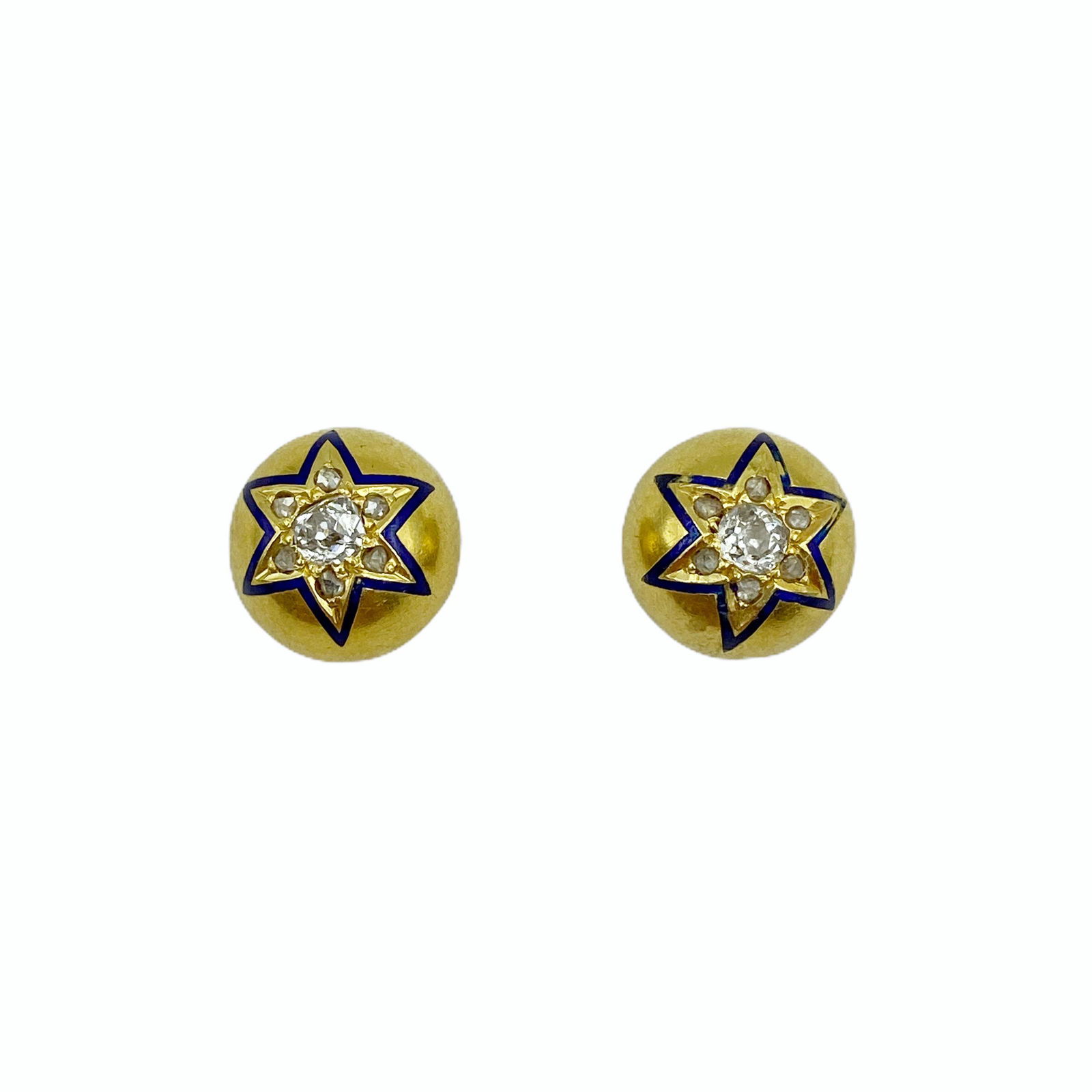 Victorian Gold Diamond Enamel Star Earrings (1 of 5)