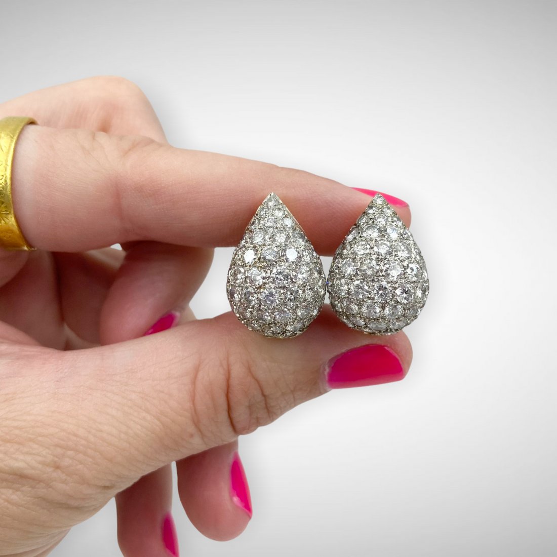 18k Pave Set Diamond Tear Drop Earrings (1 of 5)