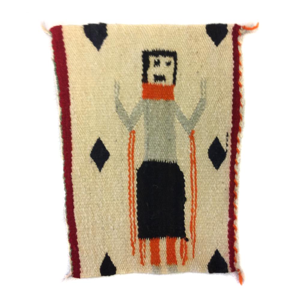 Navajo Yei Sampler c. 1930s, 13.5" x 9.5": Acquired from a private collection in Arizona. Includes old Polaroid photograph of weaving from the owner's records.