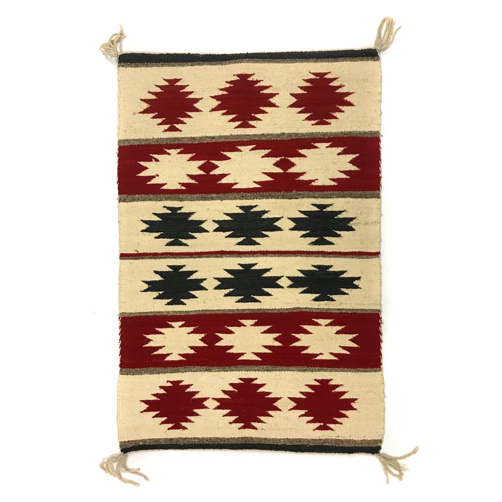 Navajo Ganado Rug c. 1930s, 42" x 27": Acquired from a private collection in Idaho. Jimmie Stuart Gregory and Georgia Belle Thompson were married in 1922. He was from Colorado Springs, Colorado and she was from Dodge City, Kansas. Less tha