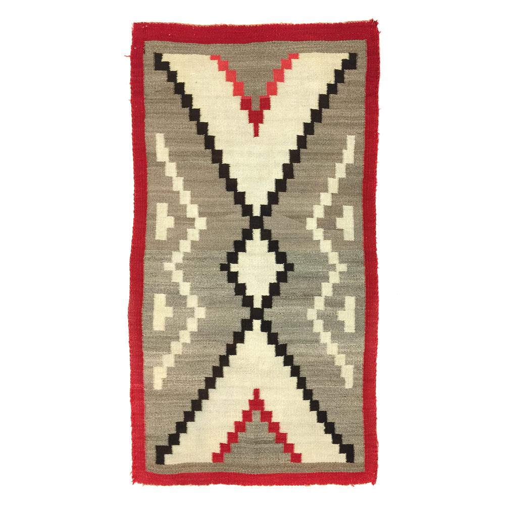 Navajo Ganado Rug c. 1910s, 64.5" x 33.75": The owner inherited this weaving from his grandmother, who moved from Indianapolis to Phoenix during the 1920s, due to her husband's asthma. Her husband was a coffee salesman for Old Master Coffee and