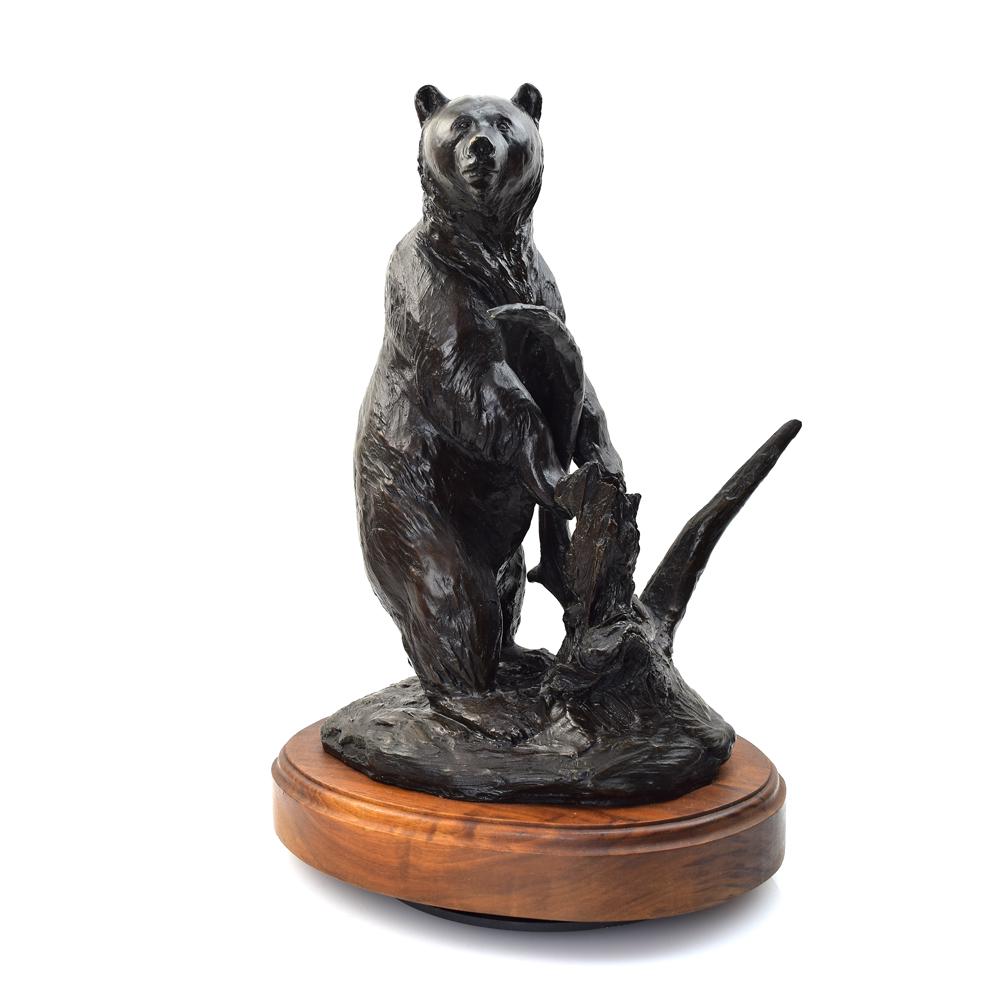 Ace Powell (1912-1978) - On Alert: Bronze 21/30, c. 1979. Sculpture measures 14.75" x 9" x 7". With the base, it measures 16.75" x 10.5" x 9.5". Acquired from a private collection in Arizona. Published in "Ace Powell in Bronze" by Rex 