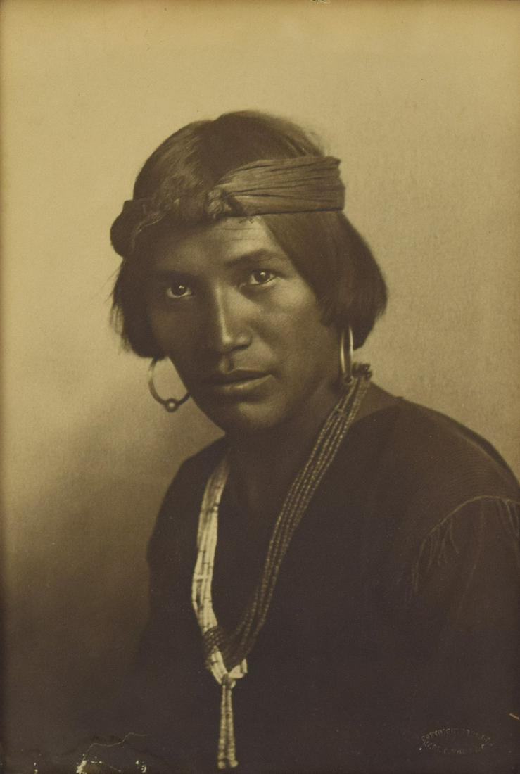 Karl Everton Moon (1879-1948)-Navajo Boy Original Fr.: c. 1905. 14" x 9.5" photograph. 22" x 17.5" framed. The frame is original. Acquired from a private collection out of Santa Fe, NM. Published in Western Art Collector, October 2017, page 73. The magazi