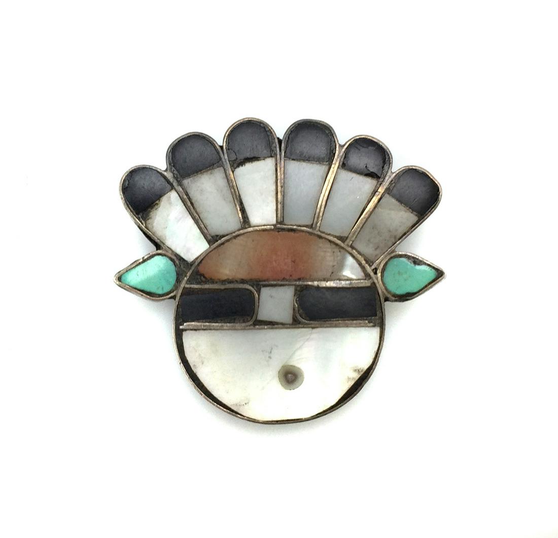 Zuni Sunface Kachina Pin 1930s (1 of 3)