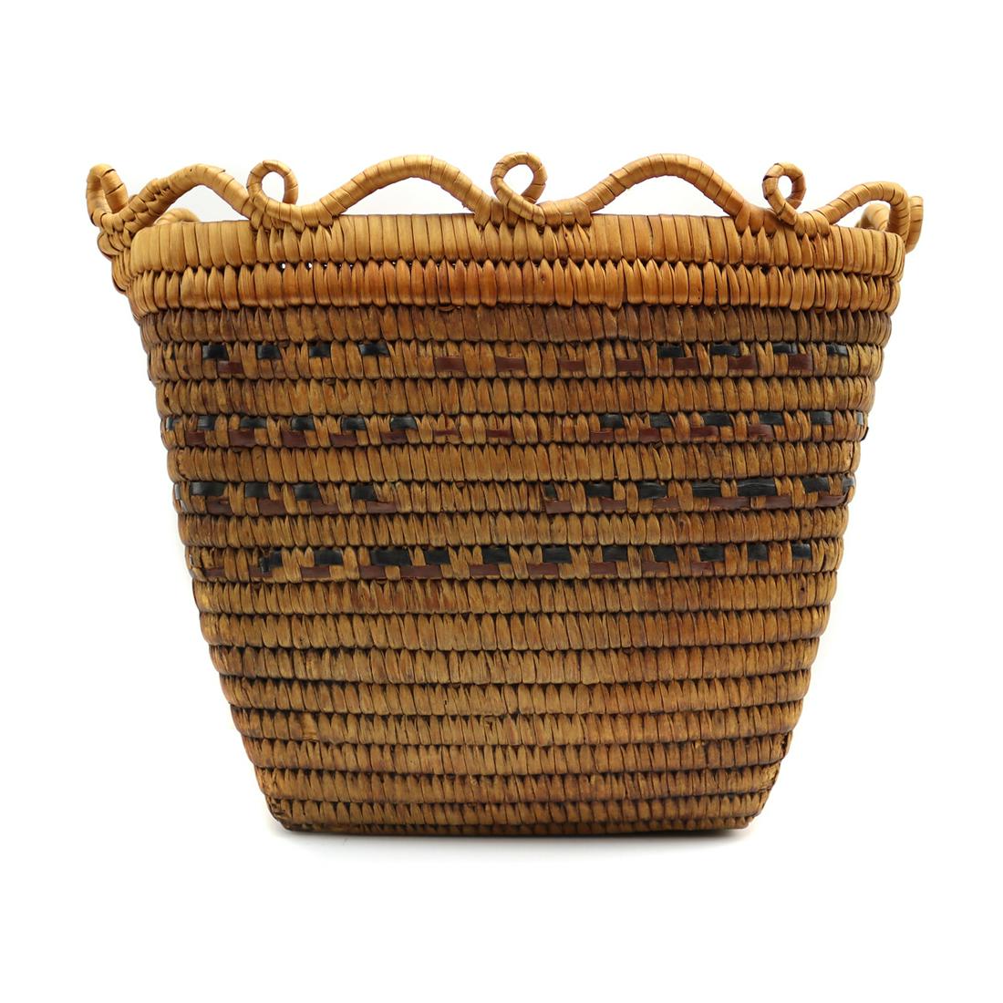 Salish Basket, Rare Ornate Rim Design c. 1890s (1 of 9)