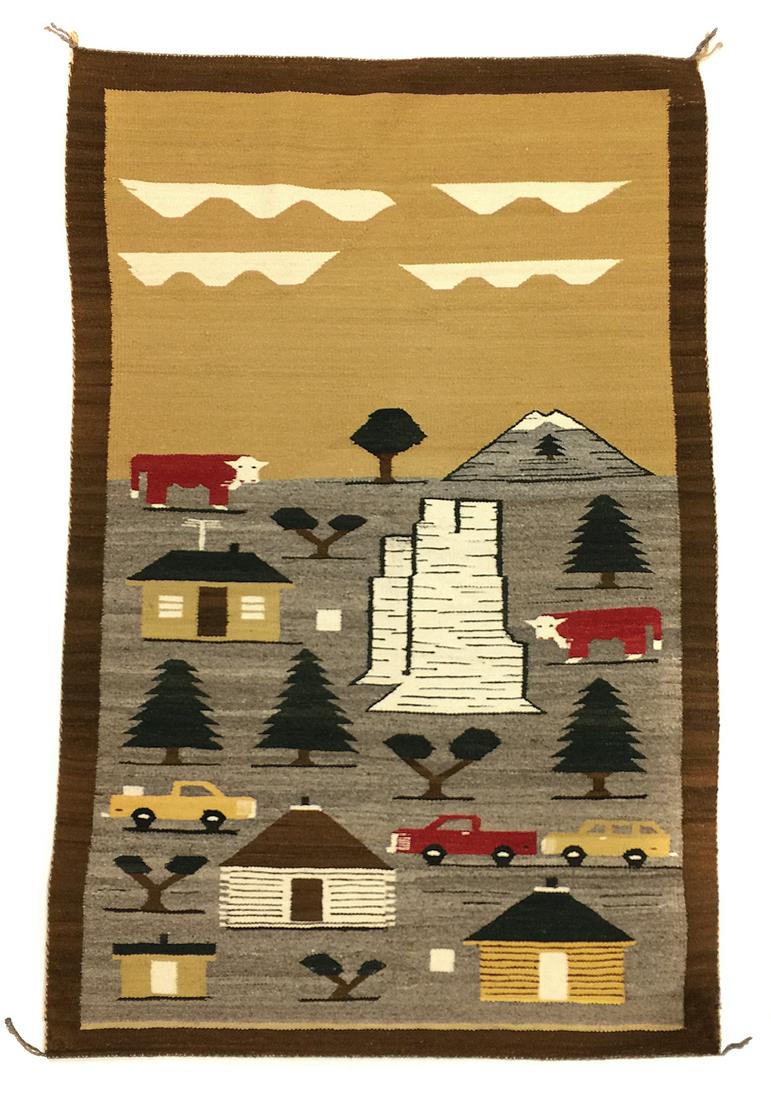 Navajo Shiprock Town Navajo Life Rug, c. 1960s (1 of 19)