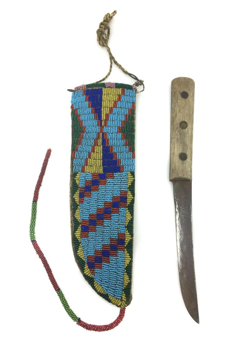 Cheyenne Beaded Knife Sheath and Knife, c. 1900s (1 of 13)