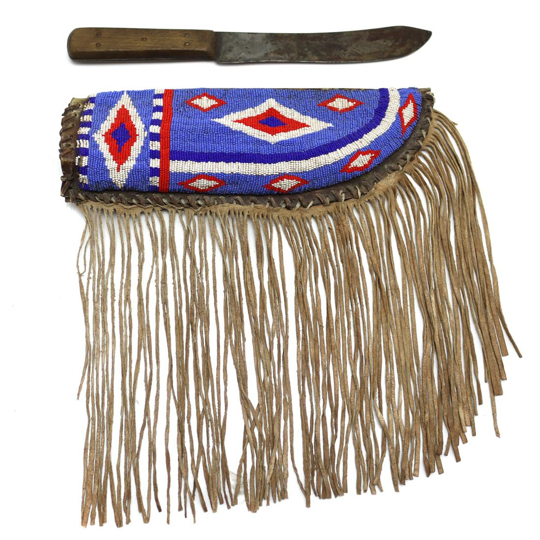 Northern Plains Beaded Knife Sheath c. 1890-1900s (1 of 9)