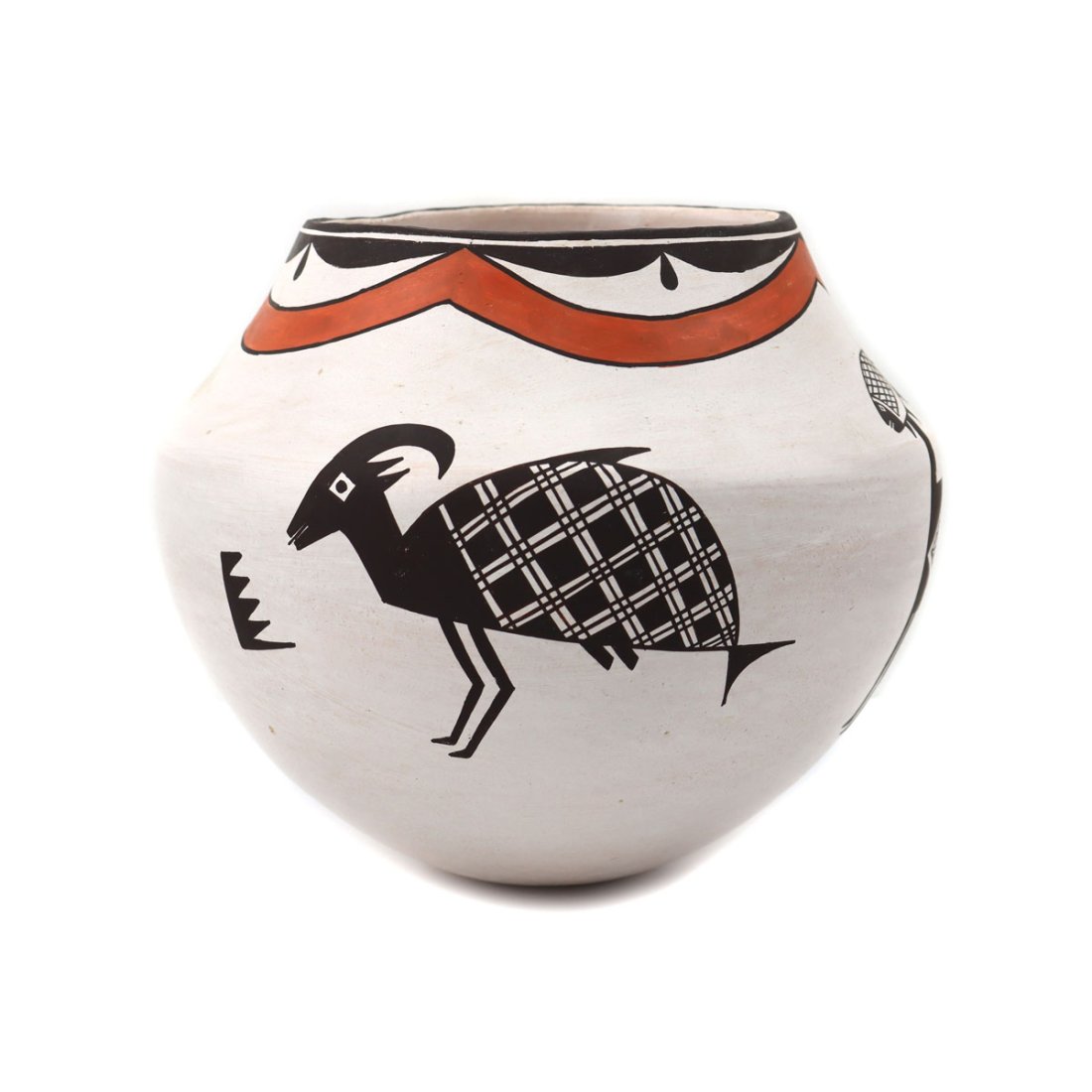 Emma Lewis (1931-2013) - Acoma Polychrome Jar with Deer and Fish c. 1960-70s (1 of 7)