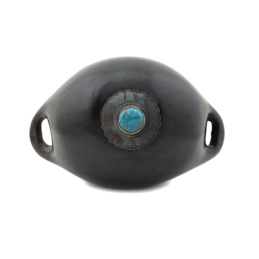 Blue Corn and Kee Joe Benally - Canteen with Lone Mountain Turquoise c. 1950s (1 of 9)