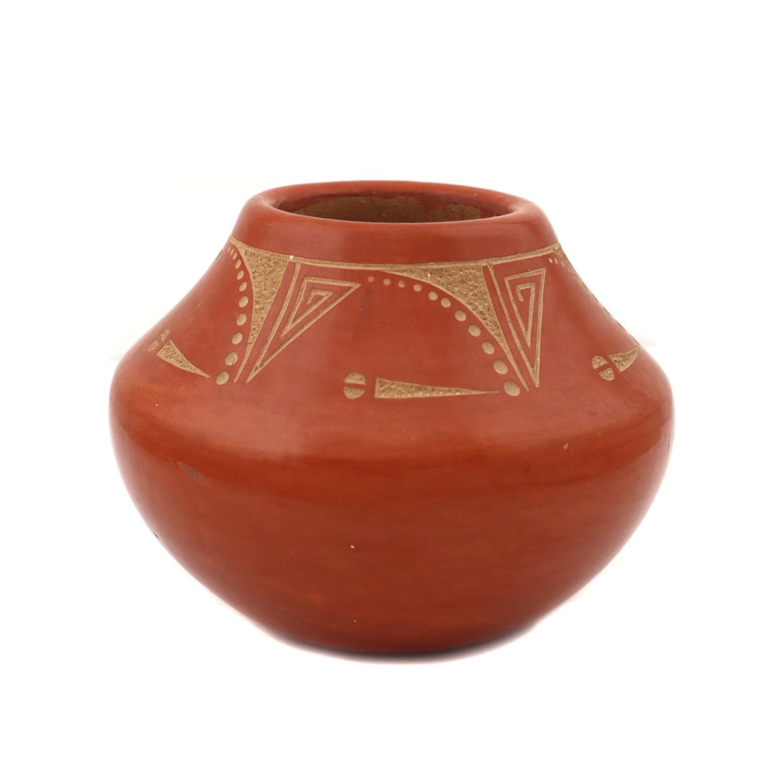 Tony Da (1940-2008) - San Ildefonso Redware Jar with Incised Design c. 1980s (1 of 7)