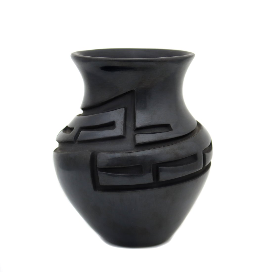 Tina Cain Diaz - Santa Clara Black Vase with Carved Design c. 1980s (1 of 7)
