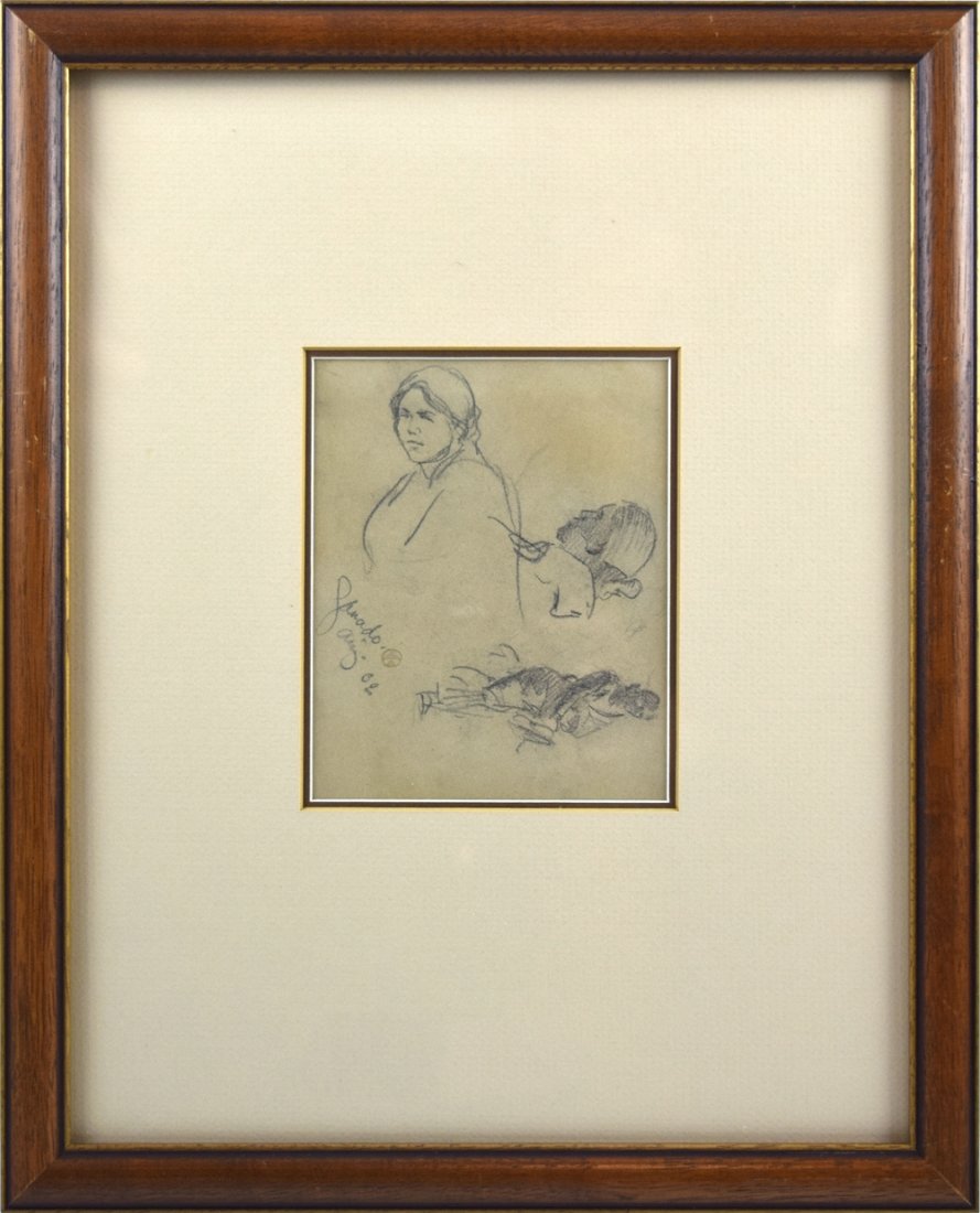 Maynard Dixon (1875-1946) - Sketch for "Three Navajos" Ganado, Arizona '02 (1 of 3)