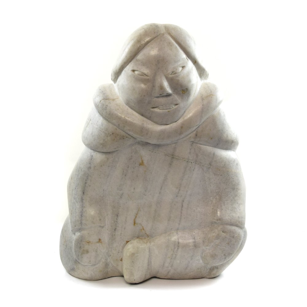 Munomeehota of Cape Dorset - Inuit Marble Figure of Woman c. 1979 (1 of 5)