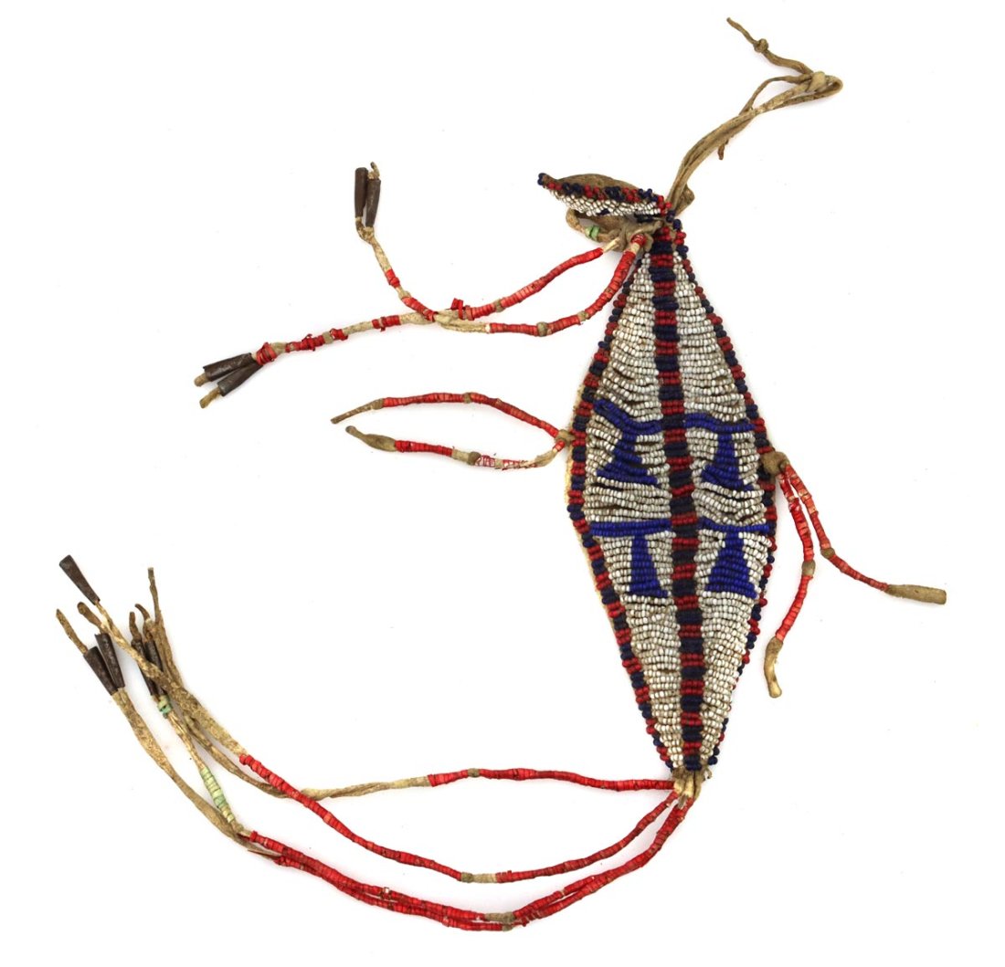 Cheyenne Beaded Leather Umbilical Fetish c. 1880-90s (1 of 4)