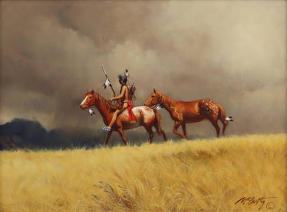 Frank C. McCarthy (1924-2002) - Captured Pony: Frank C. McCarthy (1924-2002) - Captured Pony, Oil on Board, 9" x 12" (17.5" x 20.5" framed). Ex private collection, Arizona.