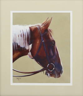 John Fawcett (b. 1952) - Ranch Gelding: John Fawcett (b. 1952) - Ranch Gelding, Watercolor, 10.5" x 8.5" (17" x 15" framed). Ex Frank and Jean Hamilton estate.