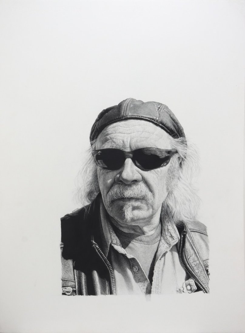 William Harrison (b. 1944) - Patriot Outlaw: William Harrison (b. 1944) - Patriot Outlaw, Pencil on Paper, 30" x 22" (35.75" x 25.75" framed). Acquired from a private collection in Arizona. William Harrison is a well-known artist working almost