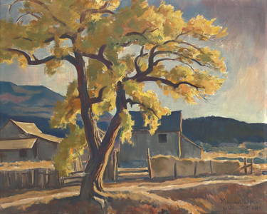 Maynard Dixon - Farmyard and Cottonwood, Utah