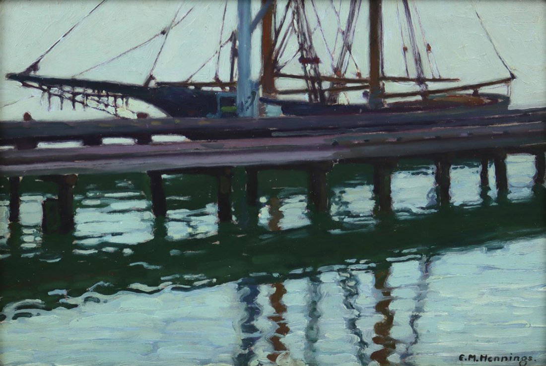 Ernest Martin Hennings Sailboat In Harbor Auction