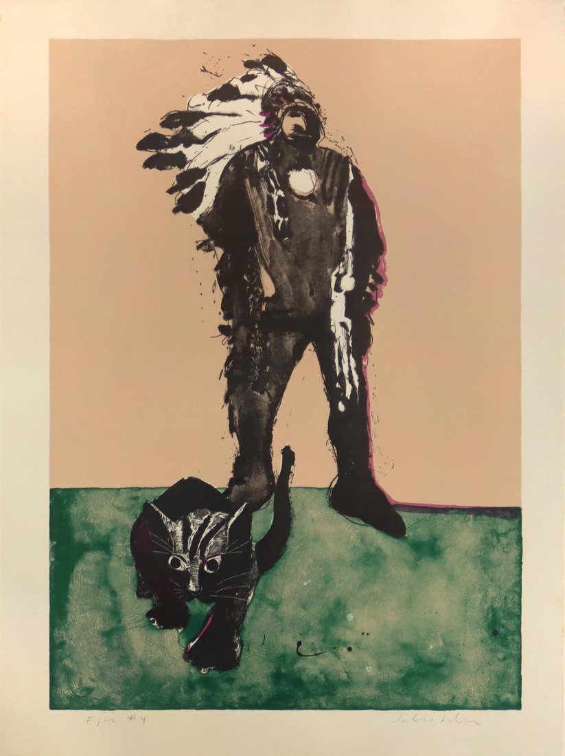 Fritz Scholder (1937-2005) Indian with Cat, AP/4 (1 of 6)