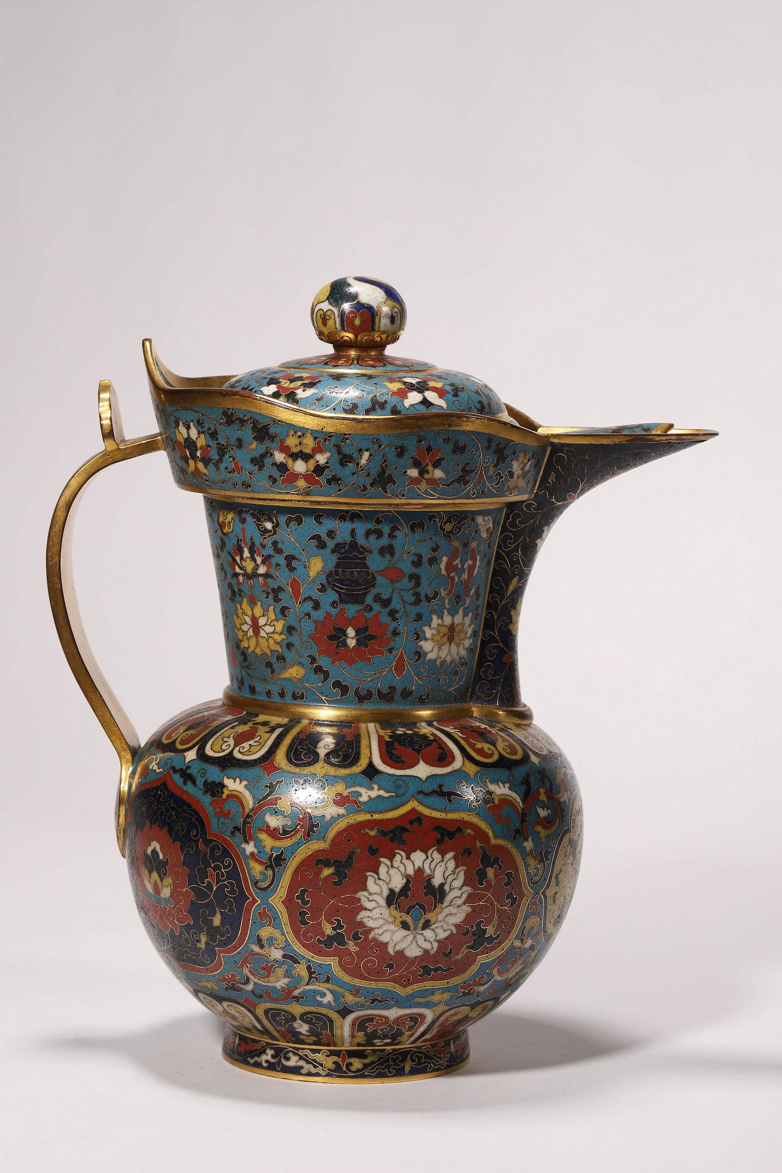 A Cloisonne Enamel Buddhist Emblems Monkâ€™s Cap Jug (1 of 5)