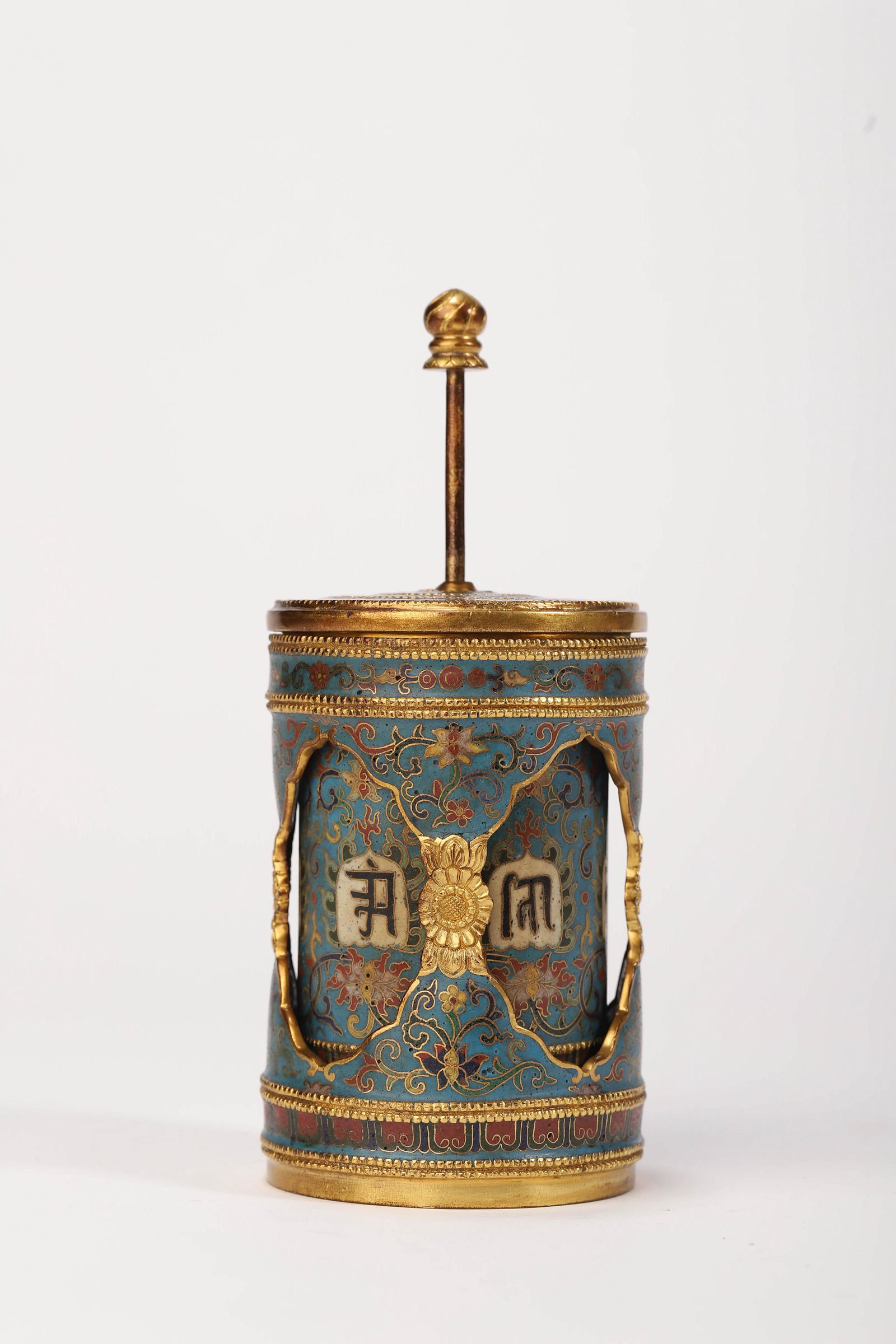 A Cloisonne Enamel Buddhist Prayer Wheel (1 of 6)
