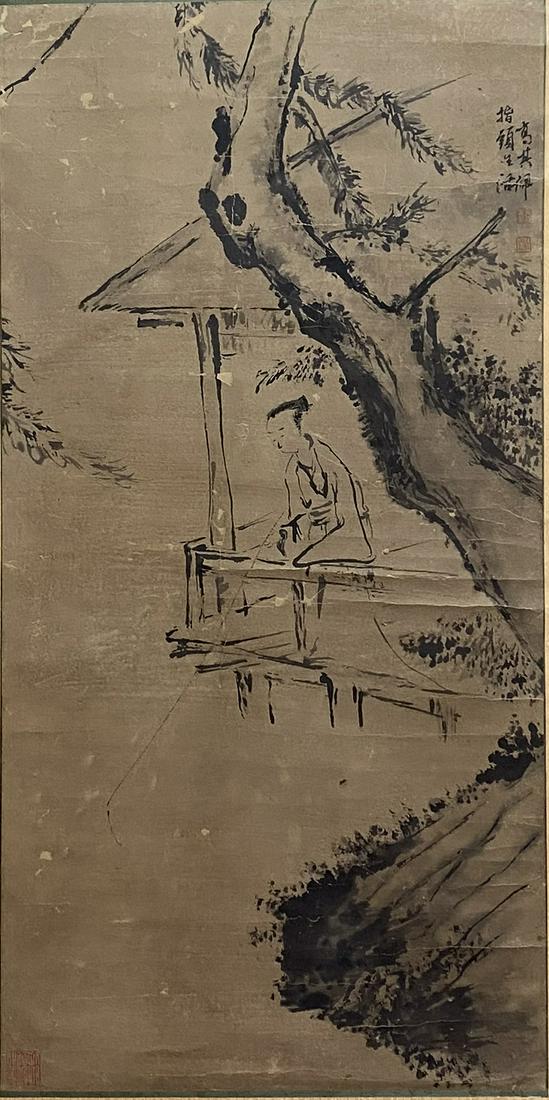 Chinese Landscape Painting, Hanging Scroll, Wang Meng Mark: Chinese Landscape Painting, Hanging Scroll, Wang Meng Mark Length:95cm, Width:47cm,