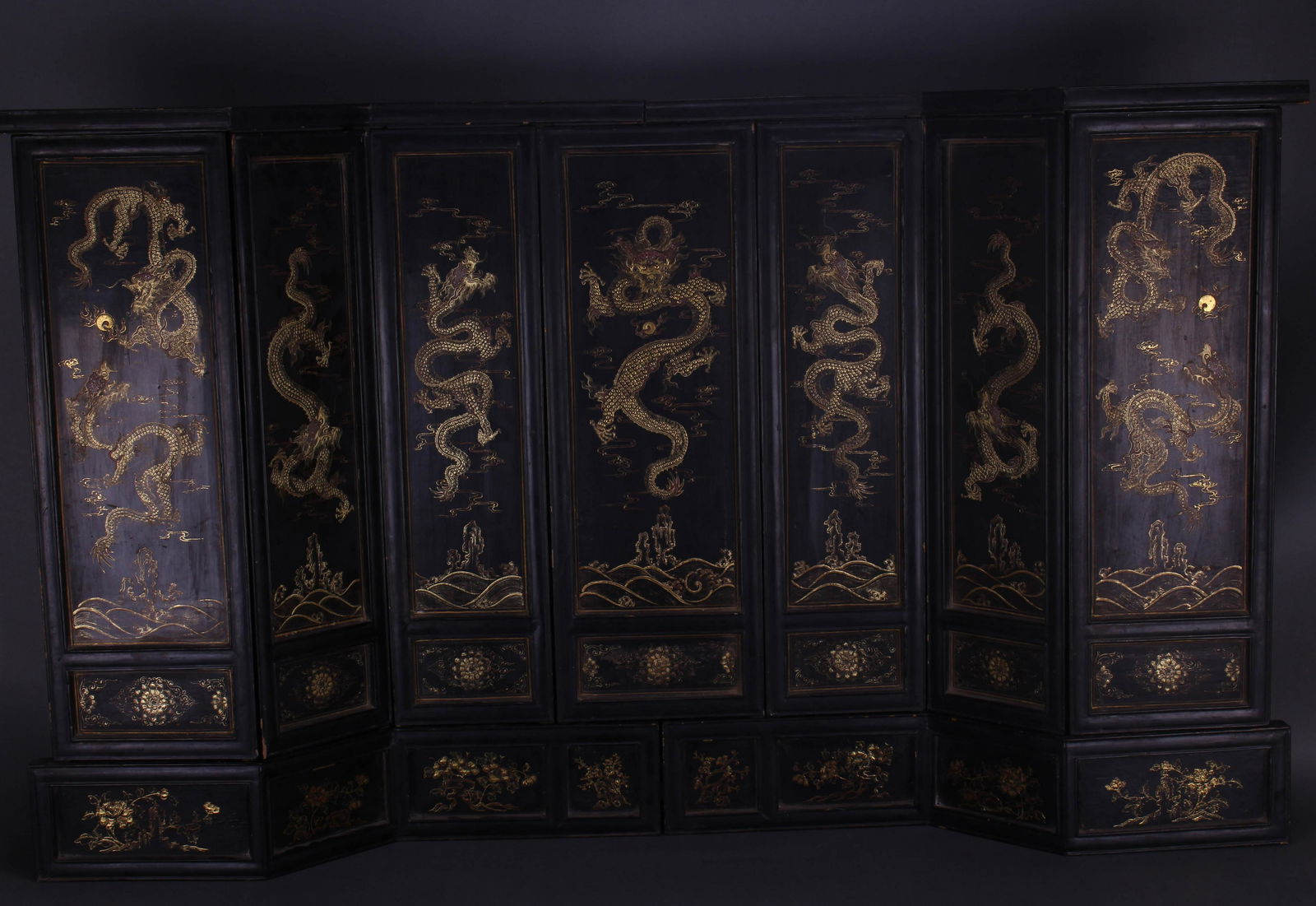 Large Lacquer Painted Gold Screen (1 of 8)