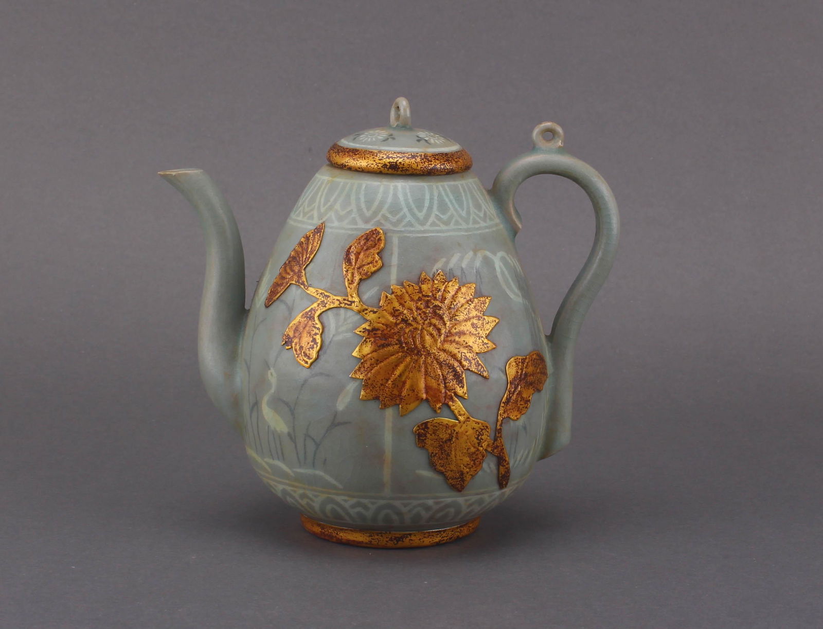 Gilt Grey Glazed Porcelain Pot (1 of 9)