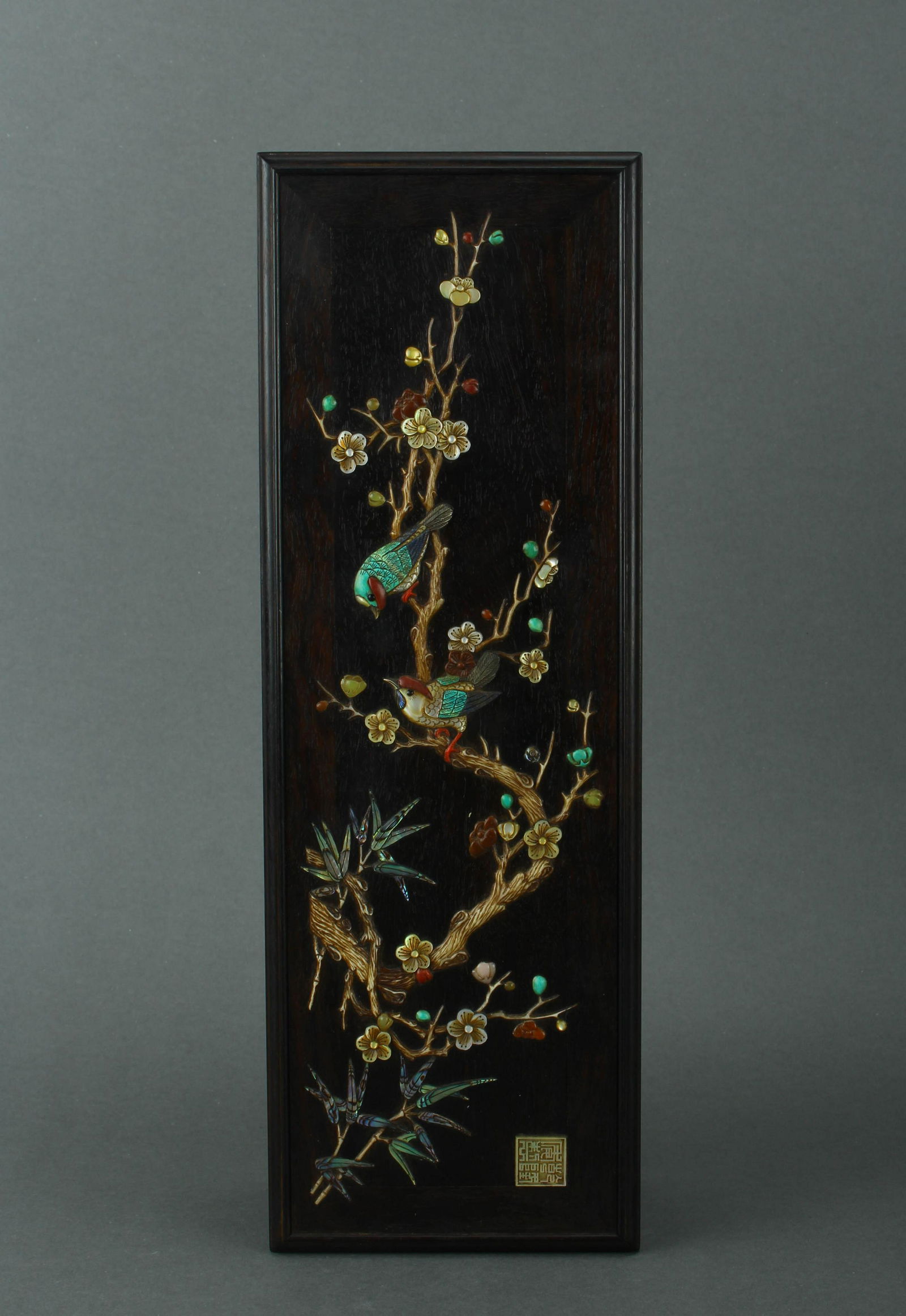 Stone Inlaid Red Sandalwood Box (1 of 9)