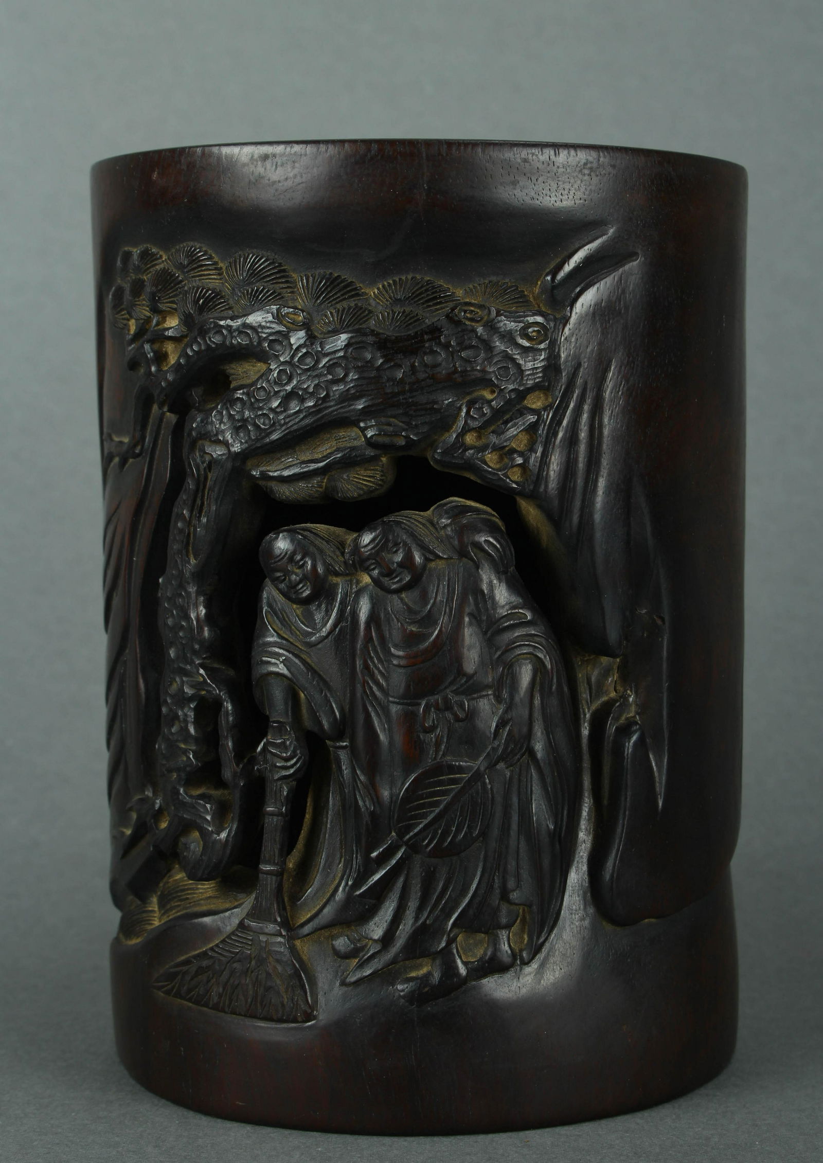 Carving Character Pattern Bamboo Brush Pot (1 of 6)