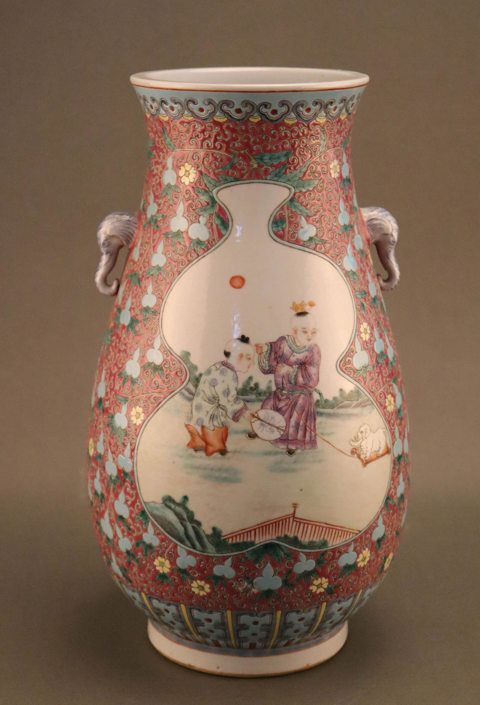 Famille Rose Children Pattern Porcelain Vase (1 of 11)