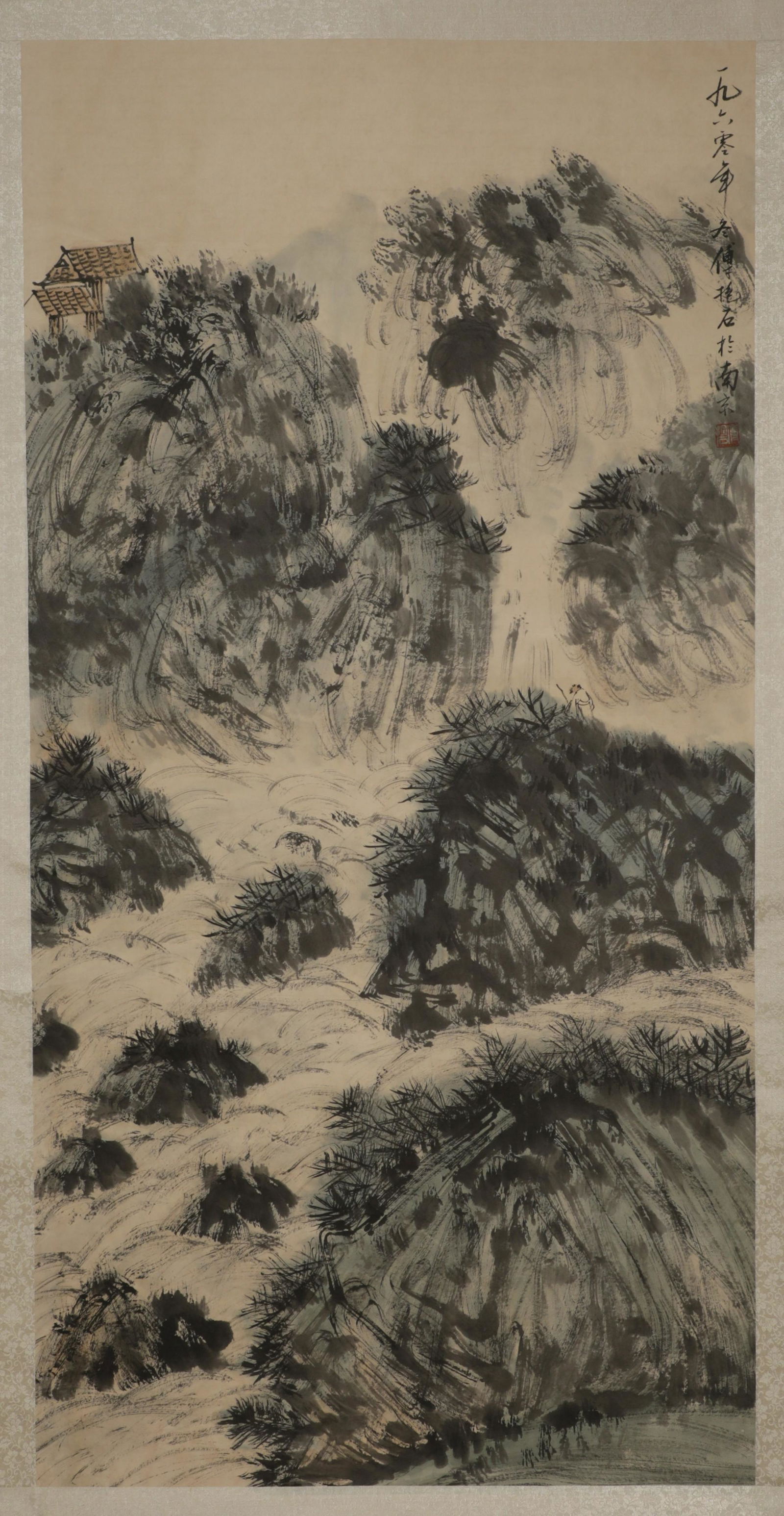 Chinese Landscape Painting, Fu Baoshi Mark: Chinese Landscape Painting, Fu Baoshi Mark L: 51 1/8 in(130cm) W: 25 5/8 in(65cm)