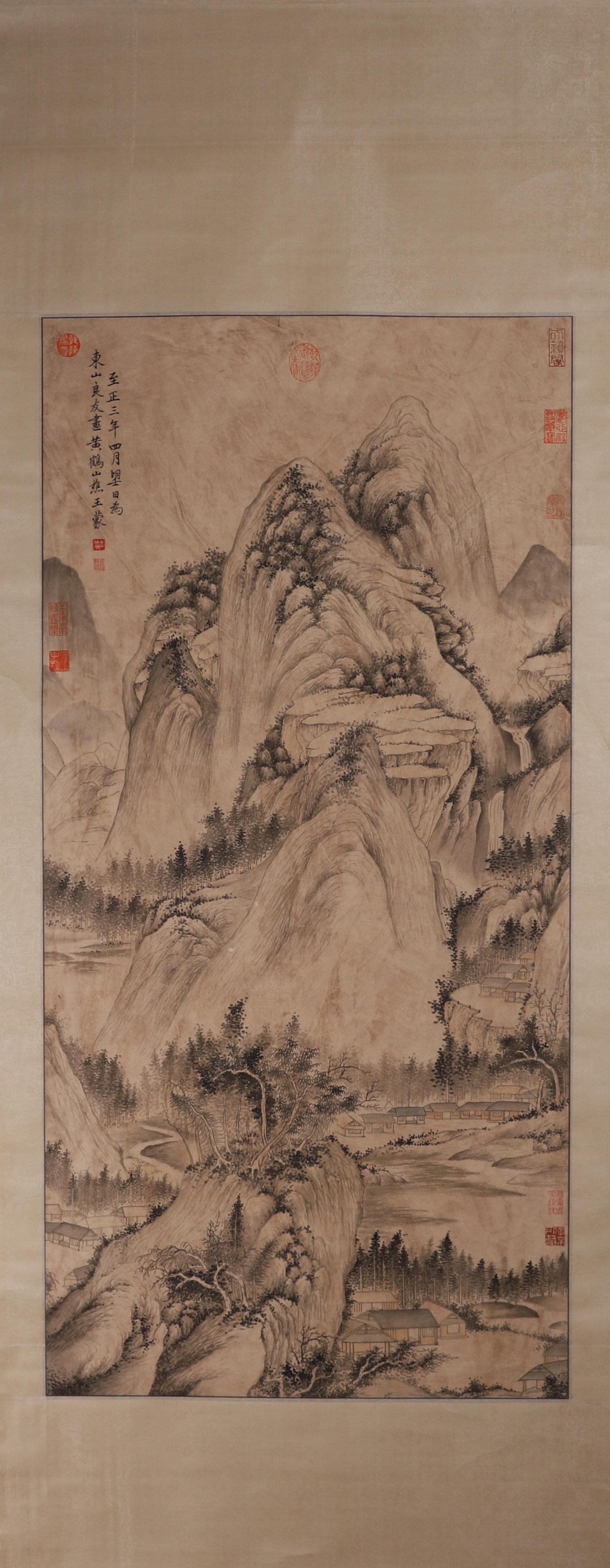 A CHINESE LANDSCAPE PAINTING, WANG MENG: A CHINESE LANDSCAPE PAINTING, WANG MENG130Ã—63cmPAPER IN PERFECT CONDITION