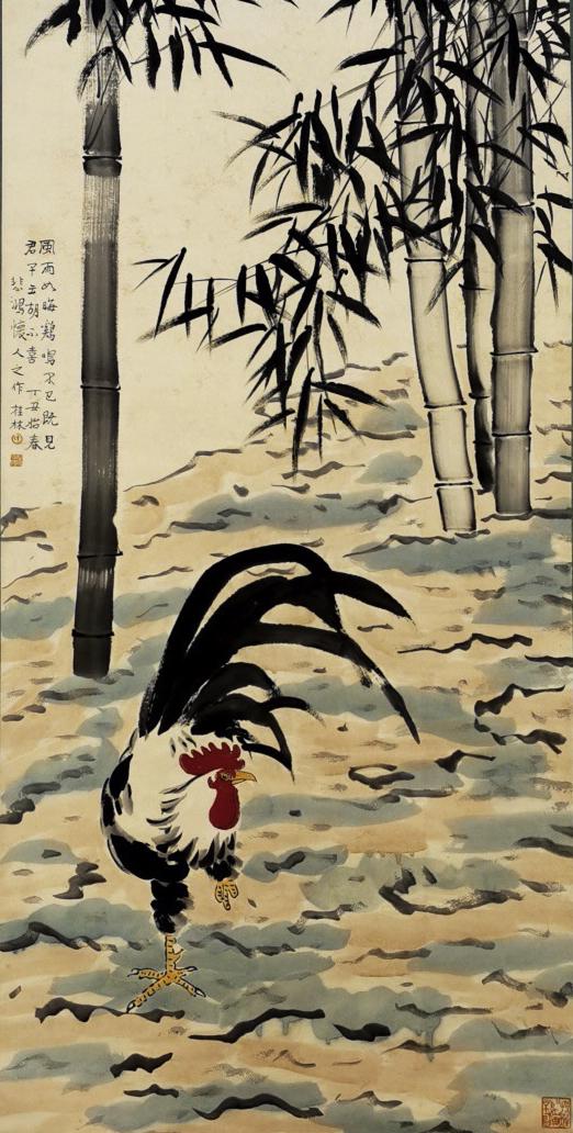Signed Xu Beihong, Ink and Color on Paper, Hanging Scroll: Signed Xu Beihong, Ink and Color on Paper, Hanging ScrollLength:139cm, Width:68cm,