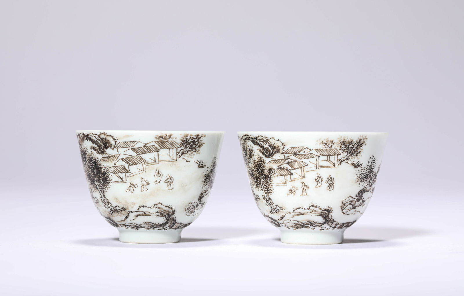 A Pair of Porcelain Ink-Glazed Cups: A Pair of Porcelain Ink-Glazed Cups(5.3 x 4.2cm)