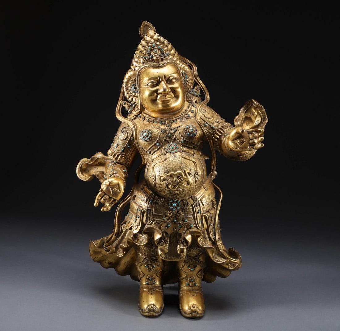 Gilt-Bronze Statue of the Heavenly King with gemStones (1 of 8)
