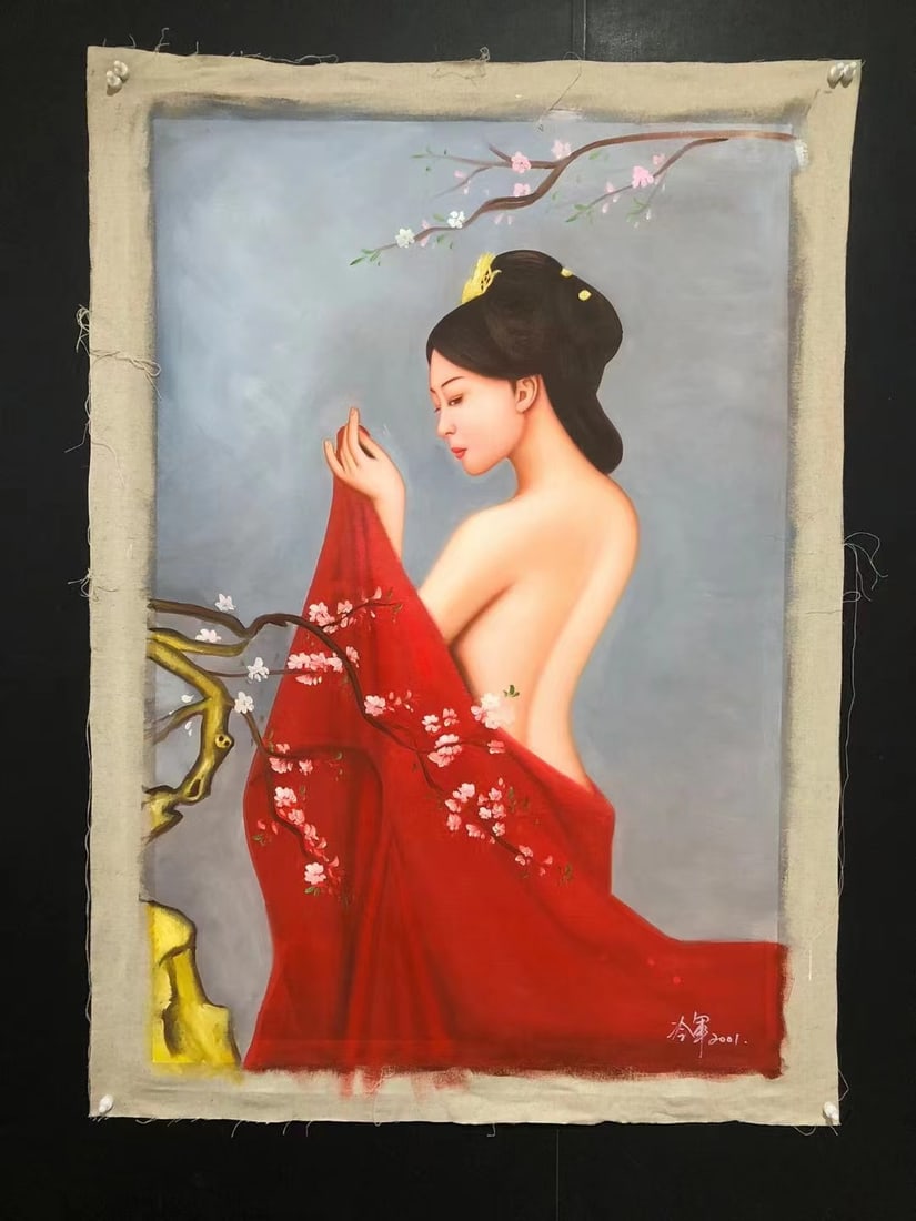 Chinese Drawing Beauty Oil Painting,Leng Jun Mark: Chinese Drawing Beauty Oil Painting,Leng Jun Mark(104 x 74cm)