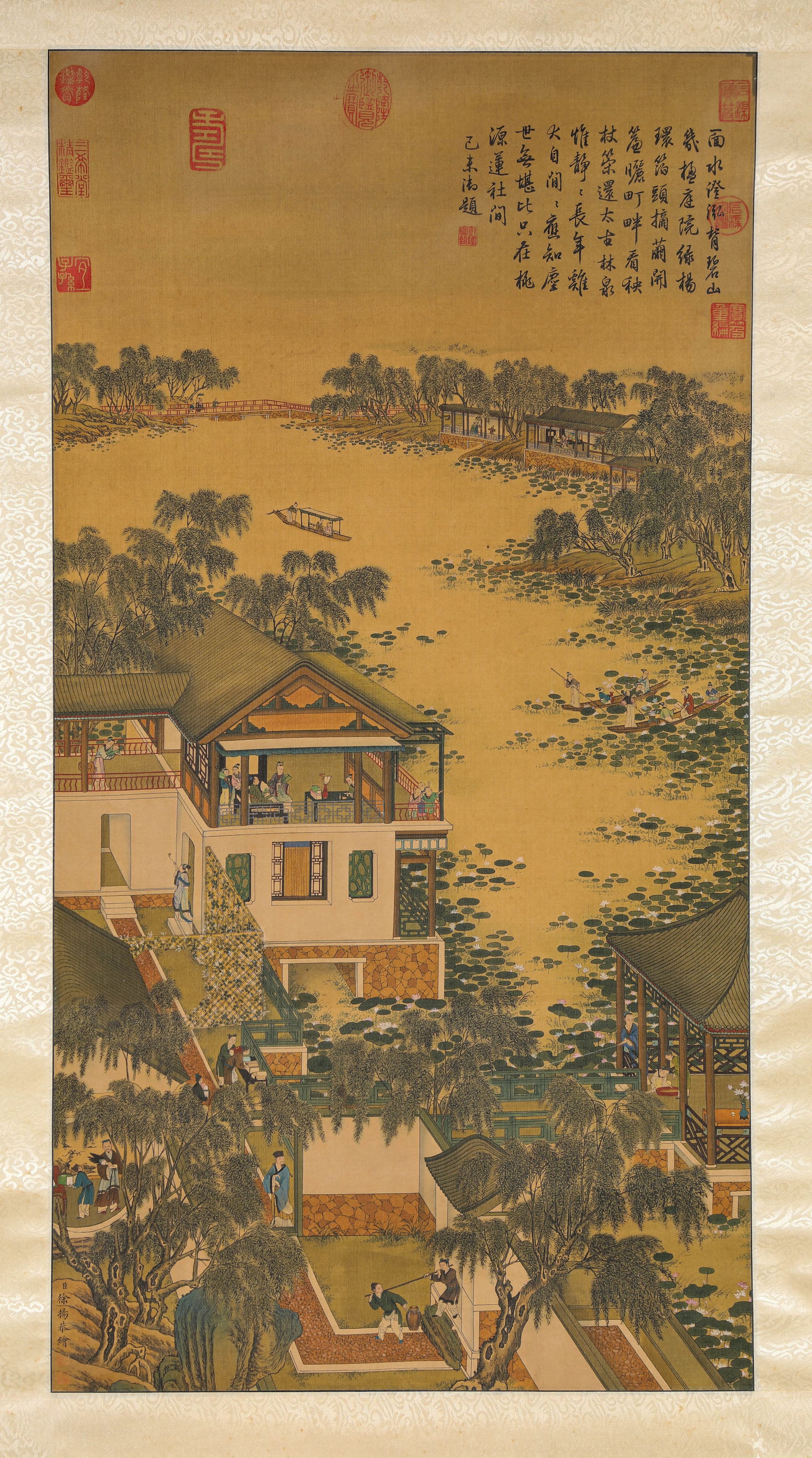 A Chinese Scroll Painting by Xu Yang: A Chinese Scroll Painting by Xu Yang (49 x 93cm)