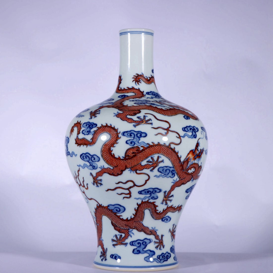 A BLUE AND WHITE IRON RED 'DRAGON' VASE (1 of 9)