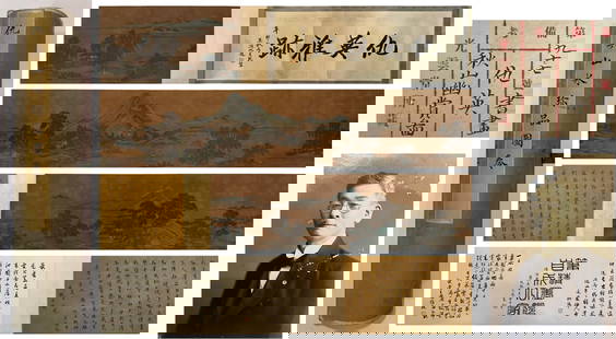 Qiu Ying Mark, Chinese Autumn Painting Silk Handscroll: Qiu Ying Mark, Chinese Autumn Painting Silk Handscroll Length:480cm, Width:29cm,