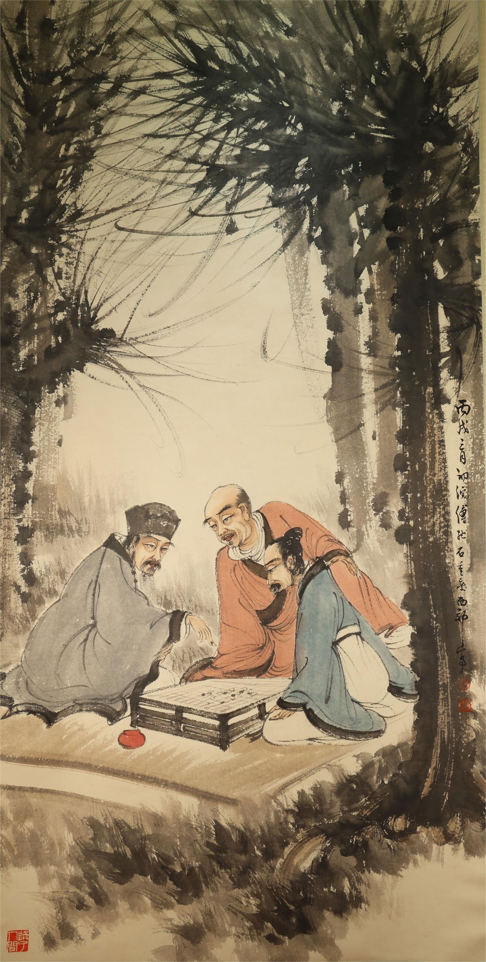 Chinese Drawing Pine Tree and Character Story Painting,Fu Baoshi Mark (1 of 8)