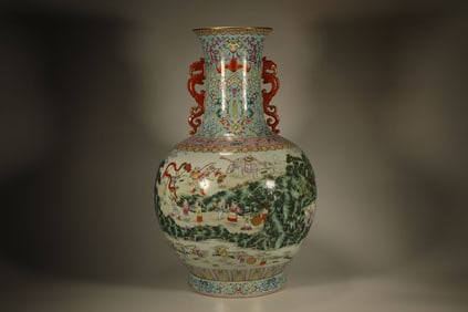 Famille Rose Character Story Pattern Porcelain Vase