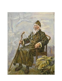 Chinese Drawing Character Oil Painting Wood Frame,Wu Zuoren Mark