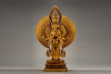 Gilt Bronze Thousand Hand GuanYin Figure