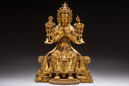 Gilt Bronze Four Armed GuanYin Figure