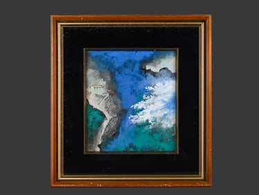 Chinese Drawing Coloured Landscape Painting Wood Frame,Zhang Daqian Mark